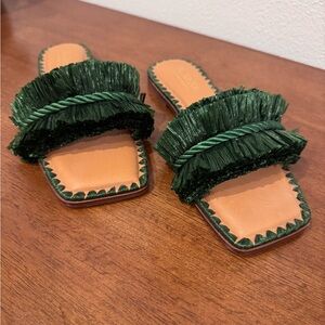 ANTONIO MELANI Green Fringe Sandals